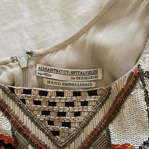 All Saints Aztec Sequin Hand Embelished Mini Dress size 4 - Picture 4 of 6